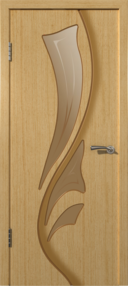 Межкомнатная дверь Лилия, 800*2000 Правая, Светлый дуб, ВФД, (Стекло бронза художественное)
