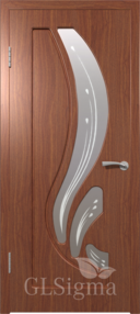Межкомнатная дверь GLSigma 82, 600*2000 Левая, Итальянский орех, ВФД, (Остекленная)