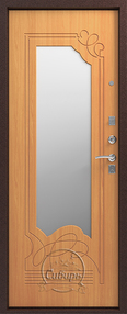 Входная дверь S-4, медь-миланский орех, 960*2050 (Л), зеркало, в комплекте с замком, Сибирь