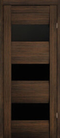 Межкомнатная дверь 2/23, 900*2000, Орех африканский, Ладора, (стекло квадрат черный)