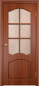 Межкомнатная дверь Лидия (Альфа) ДО, 600*2000, Итальянский орех, Лигаро, (Остекленная)