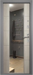 Стальная дверь, МЕДЕЯ-321 (М5), букле серый-филадельфия грей, 960*2050 (Пр), Зеркало, в ком-те с замком, Ретвизан