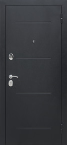 Стальная дверь, Гарда 7,5 NEW, серебро-зеркало фацет белый ясень, 860*2050 (Л), в комплекте с замком, Ferroni