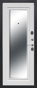Стальная дверь, Гарда 7,5 NEW, серебро-зеркало фацет белый ясень, 860*2050 (Пр), в комплекте с замком, Ferroni