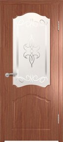 Межкомнатная дверь GLSigma 32 (Лидия), 600*2000, Итальянский орех, ВФД, (Стекло белое художественное)