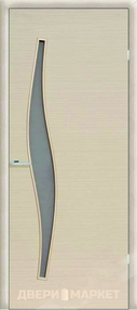 Межкомнатная дверь Волна, 600*2000, Беленый дуб, ЗПК, (Остекленная)