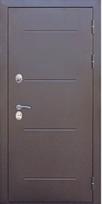 Входная дверь ISOTERMA 11см, медь-лиственница мокко, 860*2050 (Л), в комплекте с замком