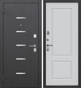 Стальная дверь, Гарда 7,5, серебро-велюр белый софт, 860*2050 (Л), в комплекте с замком, Ferroni
