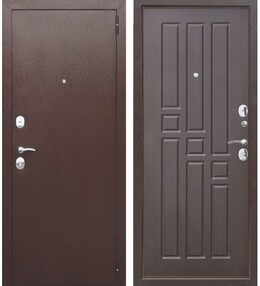 Стальная дверь, Гарда mini, медь-венге, 860*1900 (Пр), в комплекте с замком, Ferroni