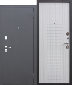 Стальная дверь, Гарда 8мм, муар-белый ясень, 960*2050 (Л), в комплекте с замком, Ferroni