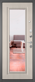 Стальная дверь, TRUST MASS 140, букле графит-ларче бьянко, 960*2050 (Л), Зеркало, в комплекте с замком, Мастино (Бульдорс)