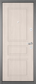 Стальная дверь, TRUST ECO/2, букле антрацит-ясень ривьера крем, 860*2050 (Л), в комплекте с замком, Мастино (Бульдорс)
