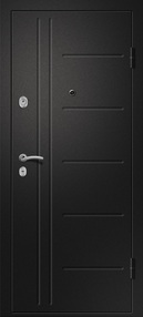 Стальная дверь, МЕДЕЯ-311, сатин черный-дуб молочный, 860*2050 (Пр), в комплекте с замком, Ретвизан