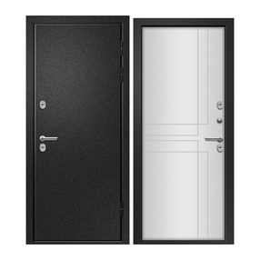Стальная дверь, Веста, букле черный-белый нп, 860*2050 (Л), СИГМА, в комплекте с замком, Ретвизан