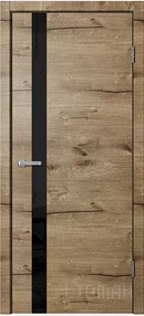Межкомнатная дверь FN01, 600*2000, Дуб пацифик, Сибирь Профиль, (стекло черное)