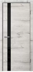 Межкомнатная дверь FN01, 600*2000, Дуб арктик, Сибирь Профиль, (стекло черное)