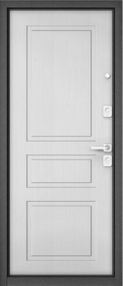 Стальная дверь, CITY PRIME 2, черный муар-роял дуб белый, 860*2050 (Пр), в комплекте с замком, Мастино