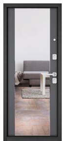 Стальная дверь, CITY PRIME D-4/164 Зеркало, черный муар-оскуро, 960*2050 (Л), в комплекте с замком, Мастино