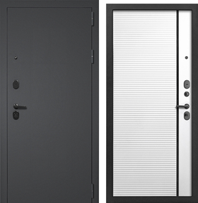 Входная дверь 3К Модерн молдинг, черный муар с блестками-софт белый, 860*2050 (Пр), в комплекте с замком, ЗПК