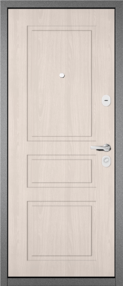 Стальная дверь, ТРАСТ ЭКО/2, букле антрацит-ясень ривьера крем, 960*2050 (Л), в ком-те с замком, Мастино