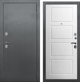 Стальная дверь, 2К Стандарт, серебро-лофт белый, 960*2050 (Л), в комплекте с замком, ЗПК