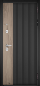 Стальная дверь, TRUST ECO 401/161, черный матовый/дуб галифакс медовый-дуб галифакс медовый, 960*2050 (Л), в комплекте с замком, Мастино