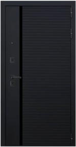 Стальная дверь, YoDoors-11, черная шагрень/черный муар-velluto bianco, 860*2050 (Л), Зеркало, в комплекте с замком, Бронекс