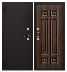 Стальная дверь, Ария ТЕРМО , букле черный-статус коньяк, 860*2050 (Л), в комплекте с замком, АРГУС