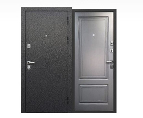 Входная дверь Толстяк, букле черный-ясень графит эмаль, 860*2050 (Пр), в комплекте с замком, Ferroni
