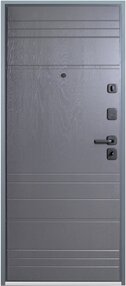 Стальная дверь, Эталон S-1, серый муар-ясень дип графит, 860*2050 (Пр), в комплекте с замком, Эталон