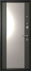 Стальная дверь, Эталон М-5, букле черный-софт графит, 860*2050 (Пр), Зеркало, в комплекте с замком, Эталон