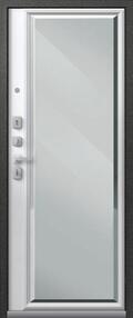Стальная дверь, LUX-1, графит муар-кашемир белый, 960*2050 (Пр), Зеркало, в комплекте с замком, Центурион