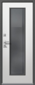 Стальная дверь, Т-2 Premium, антрацит муар-софт ясень белый, 860*2050 (Пр), Стеклопакет 48мм, в комплекте с замком, Центурион