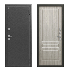 Стальная дверь, Т-6 NEW, антик серебро-дуб полярный, 860*2050 (Пр), в комплекте с замком, Центурион