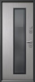 Стальная дверь, Эталон Термо-СП20, антрацит муар блеск-ясень ривьера милк, 860*2050 (Л), стеклопакет, в комплекте с замком, Эталон