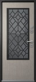 Стальная дверь, Эталон Термо-СП30, букле черный-астана эш уайт, 860*2050 (Л), стеклопакет, в комплекте с замком, Эталон