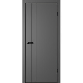 Межкомнатная дверь TR02, 600*2000, Графит, FLYDOORS (глухая), кромка АЛ черный