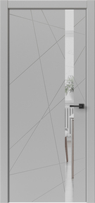 Межкомнатная дверь Геометрия, 700*2000, Лофт светлый, ДВЕРНЫЕ РЕШЕНИЯ, (Зеркало), серая ABS кромка
