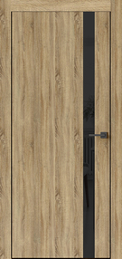 Межкомнатная дверь Прима, 900*2000, Дуб европейский, ДВЕРНЫЕ РЕШЕНИЯ, (стекло черное), чёрная ABS кромка