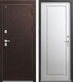 Стальная дверь, Т-4 NEW, шоколад муар-кашемир белый, 960*2050 (Л), в комплекте с замком, Центурион
