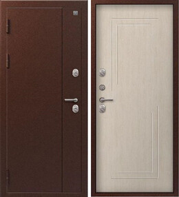 Стальная дверь, Т-100 NEW, медь-седой дуб, 960*2050 (Пр), в комплекте с замком, Центурион