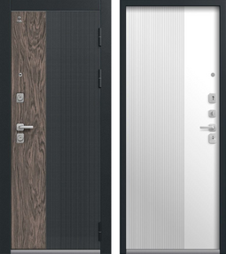 Стальная дверь, C-111, черный муар/черный кварц/орех мокко-миндаль, 960*2050 (Л), в комплекте с замком, Центурион