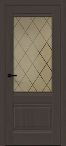 Межкомнатная дверь ALTO 2P, 800*2000, Американский орех шоколад, Vell Doris, (стекло ромб бронза)