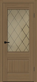 Межкомнатная дверь ALTO 2P, 800*2000, Орех американский мореный, Vell Doris, (стекло ромб бронза)