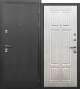 Стальная дверь, СОТКА, серебро-сосна белая, 860*2050 (Л), в комплекте с замком, Ferroni