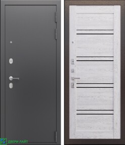 Стальная дверь, Прагматик, серебро-санторини, 960*2050 (Л), стекло матовое, в комплекте с замком, Ferroni