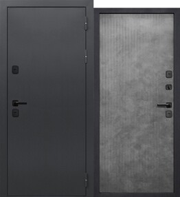 Стальная дверь, ТЕРМО ЭВЕРЕСТ, букле графит-бетон лофт грей, 860*2050 (Пр), в комплекте с замком, Ferroni